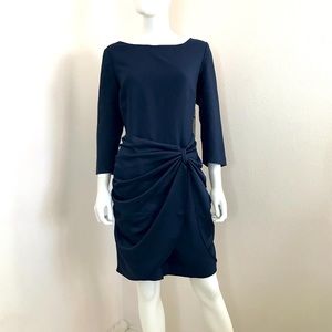 Eliza J Navy 16 Cocktail Dress Size 16 mini drape front skirt